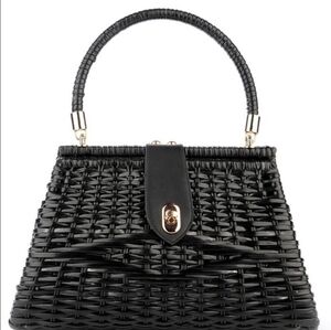 Pinup Girl Couture Clothing Black Wicker Purse